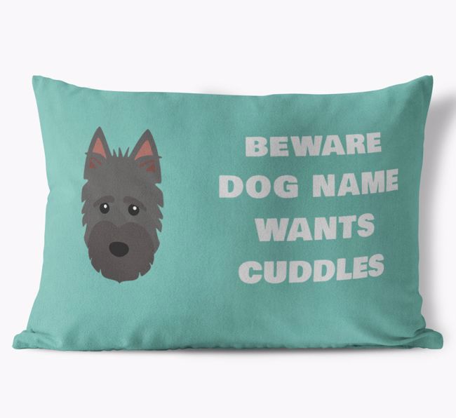 Beware of Cuddles: Personalized {breedFullName} Soft Touch Pillow